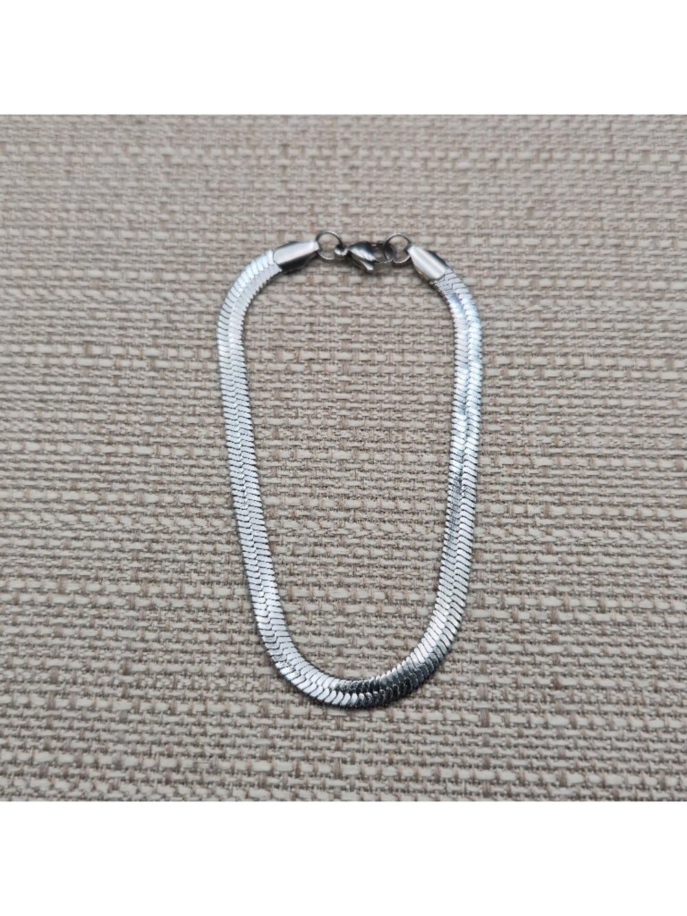 8 Inch Stainless Steel Herringbone Chain Bracelet, Flat Snake Chain Jewelry B146